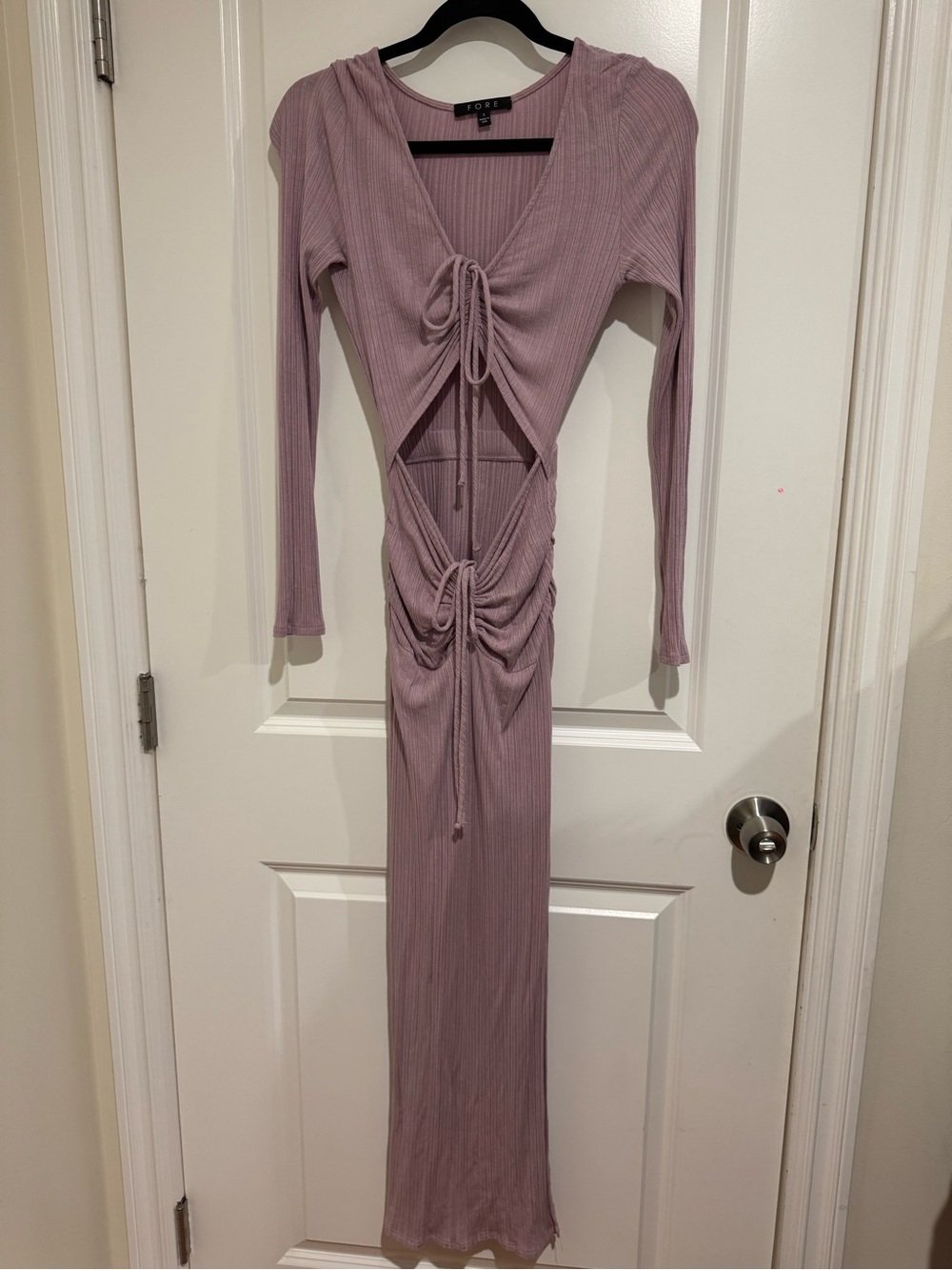 Cutout Rib-Knit Maxi Dress in Lavender by